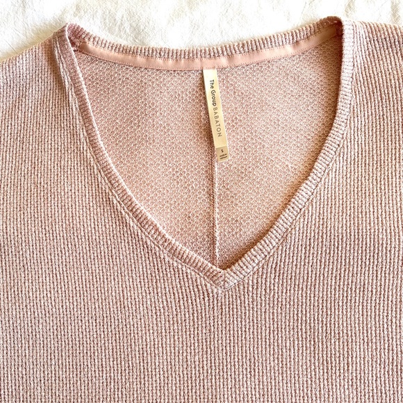The Group by Babaton Aritzia Mauve Pink Relaxed V-Neck Knit Sweater Oversized, S - Picture 6 of 10